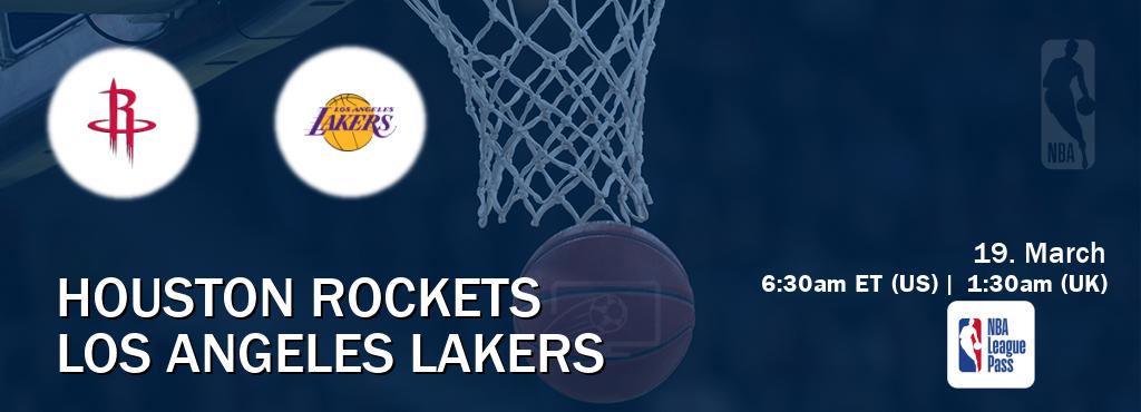 You can watch game live between Houston Rockets and Los Angeles Lakers on NBA League Pass.