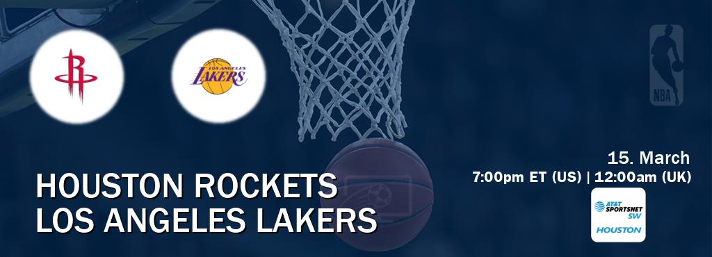 You can watch game live between Houston Rockets and Los Angeles Lakers on AT&T Sportsnet SW Houston.