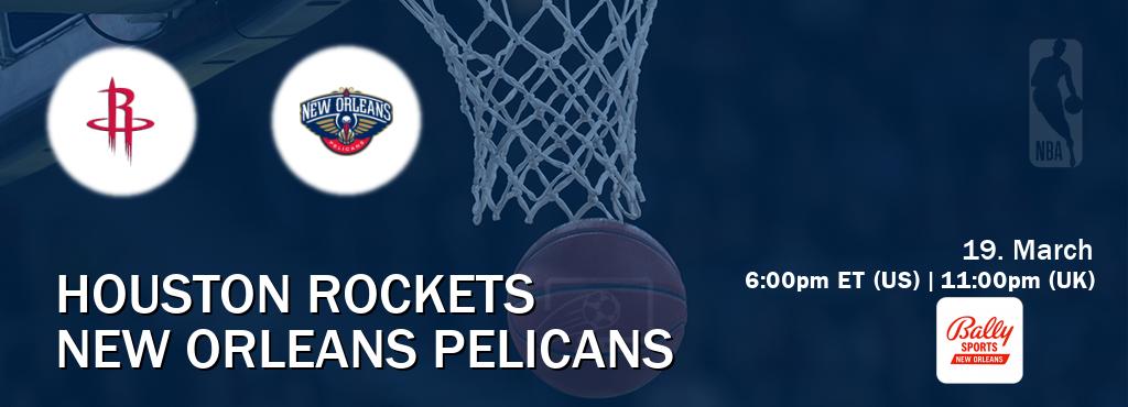 You can watch game live between Houston Rockets and New Orleans Pelicans on Bally Sports New Orleans.