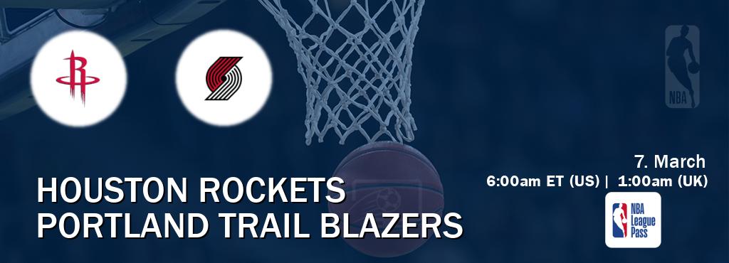 You can watch game live between Houston Rockets and Portland Trail Blazers on NBA League Pass.