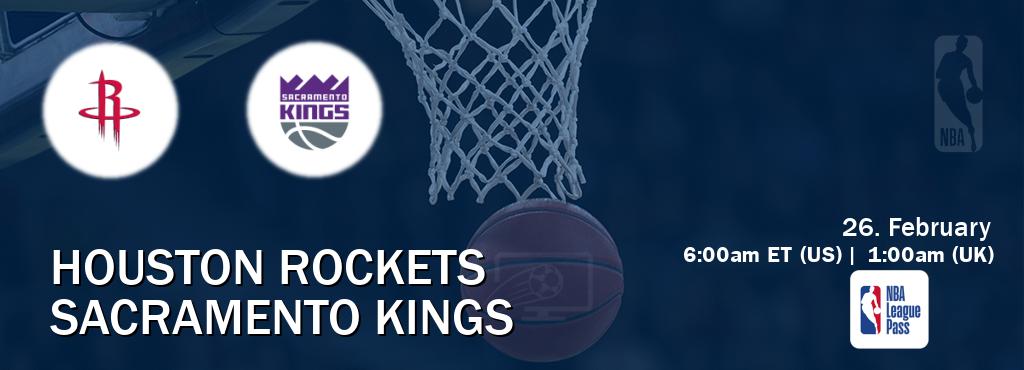 You can watch game live between Houston Rockets and Sacramento Kings on NBA League Pass. You can watch game live between Houston Rockets and Sacramento Kings on NBA League Pass.