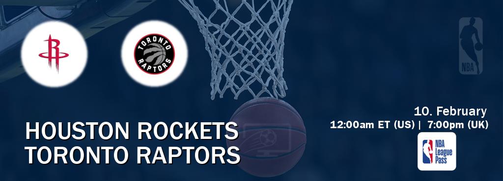 You can watch game live between Houston Rockets and Toronto Raptors on NBA League Pass.