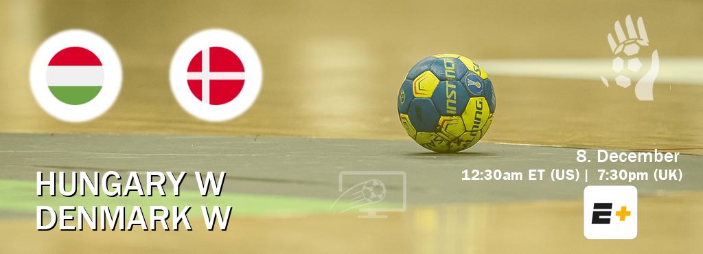 You can watch game live between Hungary W and Denmark W on ESPN+(US).