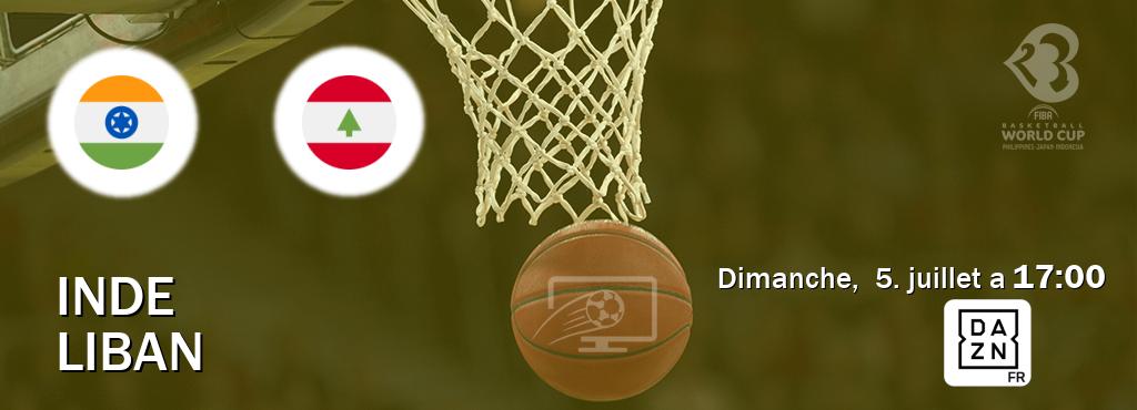 Match entre Inde et Liban en direct à la DAZN (dimanche,  5. juillet a  17:00).