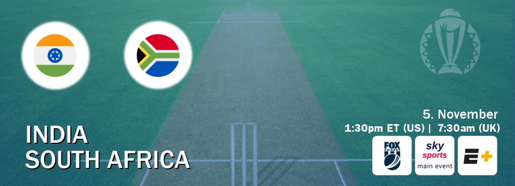 You can watch game live between India and South Africa on Fox Cricket(AU), Sky Sports Main Event(UK), ESPN+(US).