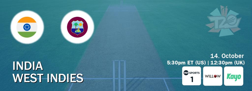 You can watch game live between India and West Indies on TNT Sports 1(UK), Willov TV(US), Kayo Sports(AU).