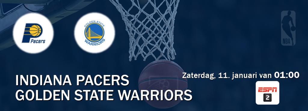 Wedstrijd tussen Indiana Pacers en Golden State Warriors live op tv bij ESPN 2 (zaterdag, 11. januari van  01:00).