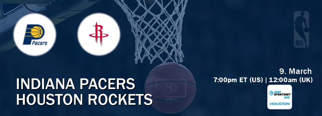 You can watch game live between Indiana Pacers and Houston Rockets on AT&T Sportsnet SW Houston.