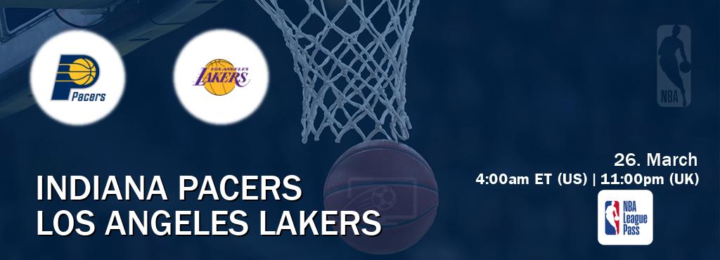 You can watch game live between Indiana Pacers and Los Angeles Lakers on NBA League Pass.