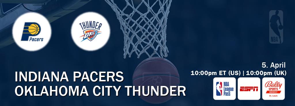 You can watch game live between Indiana Pacers and Oklahoma City Thunder on NBA League Pass, ESPN(AU), Bally Sports St. Louis(US).