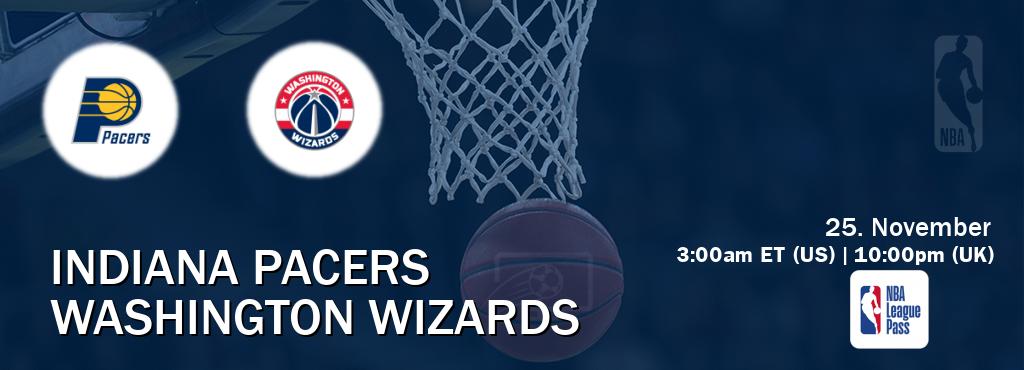 You can watch game live between Indiana Pacers and Washington Wizards on NBA League Pass.