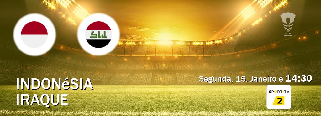 Jogo entre Indonésia e Iraque tem emissão Sport TV 2 (Segunda, 15. Janeiro e  14:30).