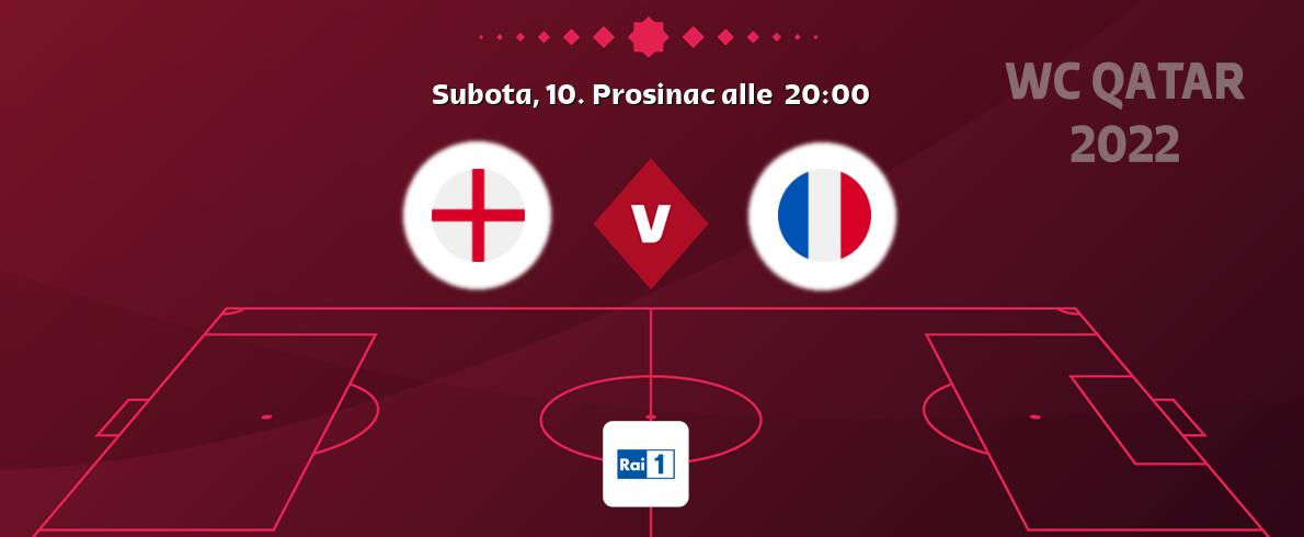 Il match Inghilterra - Francia sarà trasmesso in diretta TV su Rai 1 (ore 20:00)