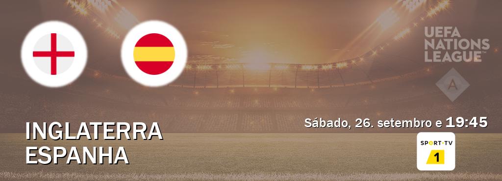 Jogo entre Inglaterra e Espanha tem emissão Sport TV 1 (sábado, 26. setembro e  19:45).