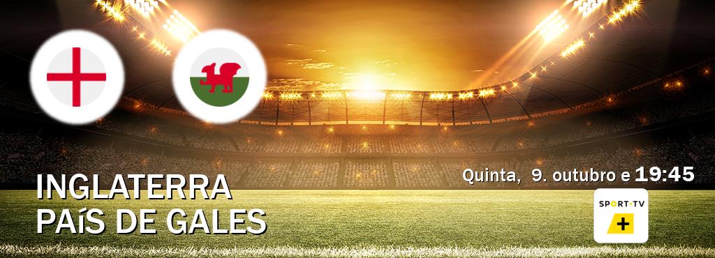 Jogo entre Inglaterra e País de Gales tem emissão Sport TV + (quinta,  9. outubro e  19:45).