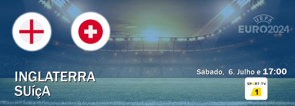 Jogo entre Inglaterra e Suíça tem emissão Sport TV 1 (Sábado,  6. Julho e  17:00).