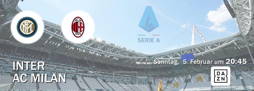 Das Spiel zwischen Inter und AC Milan wird am Sonntag,  5. Februar um  20:45, live vom DAZN übertragen.
