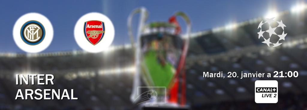 Match entre Inter et Arsenal en direct à la Canal+ Live 2 (mardi, 20. janvier a  21:00).