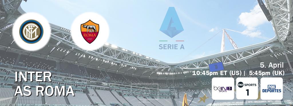 You can watch game live between Inter and AS Roma on beIN SPORTS 3(AU), TNT Sports 1(UK), Fox Deportes(US).