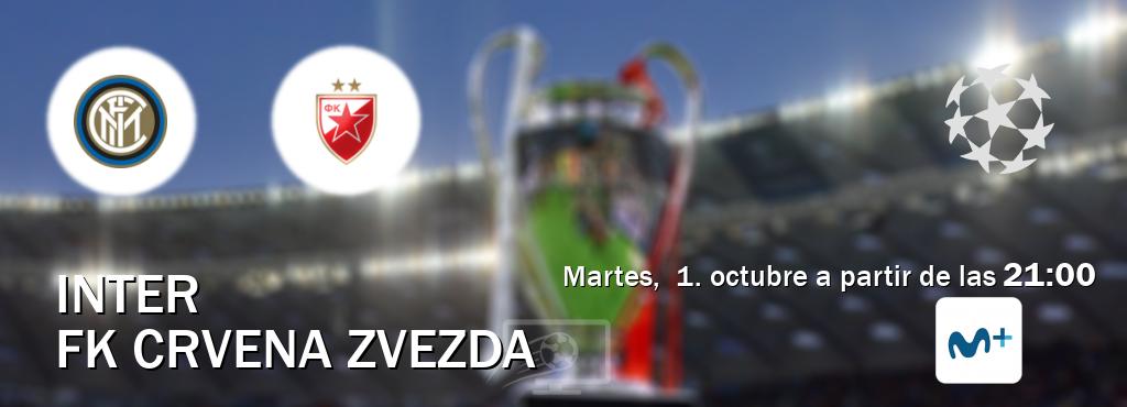 El partido entre Inter y FK Crvena zvezda será retransmitido por Movistar Liga de Campeones  (martes,  1. octubre a partir de las  21:00).