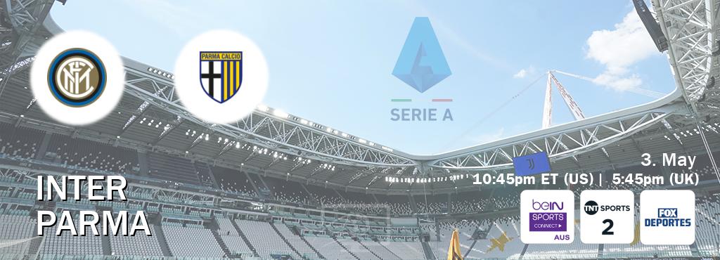 You can watch game live between Inter and Parma on beIN Sports Connect(AU), TNT Sports 2(UK), Fox Deportes(US).