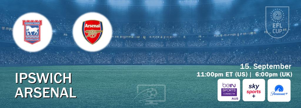 You can watch game live between Ipswich and Arsenal on beIN Sports Connect(AU), Sky Sports+(UK), Paramount+(US). You can watch game live between Ipswich and Arsenal on beIN Sports Connect(AU), Sky Sports+(UK), Paramount+(US).
