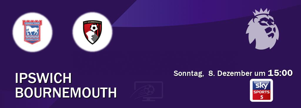 Das Spiel zwischen Ipswich und Bournemouth wird am Sonntag,  8. Dezember um  15:00, live vom Sky Sport 5 übertragen.