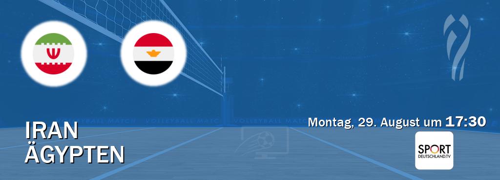 Das Spiel zwischen Iran und Ägypten wird am Montag, 29. August um  17:30, live vom Sportdeutschland.TV übertragen.