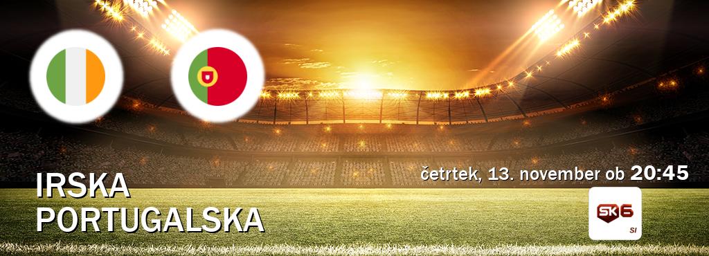 Irska in Portugalska v živo na Sportklub 6. Prenos tekme bo v četrtek, 13. november ob  20:45