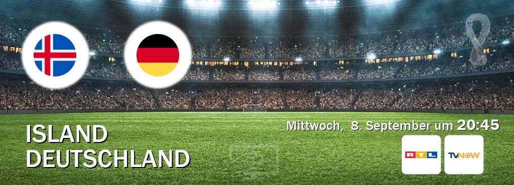 Das Spiel zwischen Island und Deutschland wird am Mittwoch,  8. September um  20:45, live vom RTL und TVNOW übertragen.