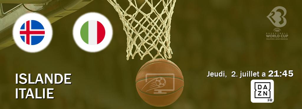 Match entre Islande et Italie en direct à la DAZN (jeudi,  2. juillet a  21:45).