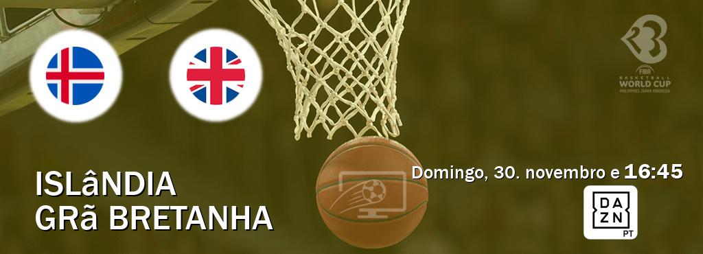 Jogo entre Islândia e Grã Bretanha tem emissão DAZN (domingo, 30. novembro e  16:45).