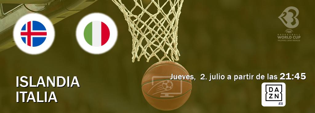 El partido entre Islandia y Italia será retransmitido por DAZN España (jueves,  2. julio a partir de las  21:45).