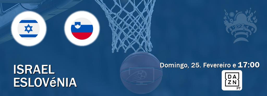 Jogo entre Israel e Eslovénia tem emissão DAZN (Domingo, 25. Fevereiro e  17:00).