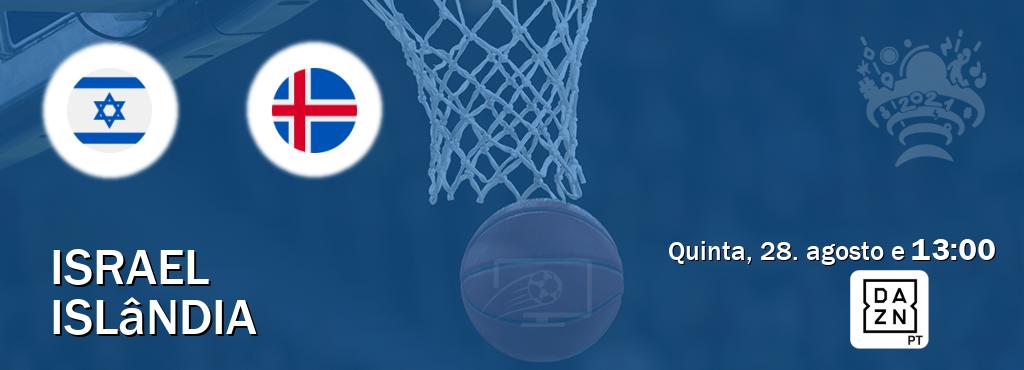 Jogo entre Israel e Islândia tem emissão DAZN (quinta, 28. agosto e  13:00).