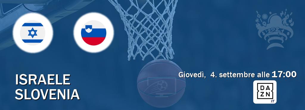 Il match Israele - Slovenia sarà trasmesso in diretta TV su DAZN Italia (ore 17:00)