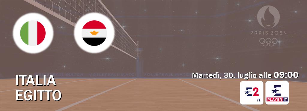 Il match Italia - Egitto sarà trasmesso in diretta TV su Eurosport 2 e Eurosport Player IT (ore 09:00)