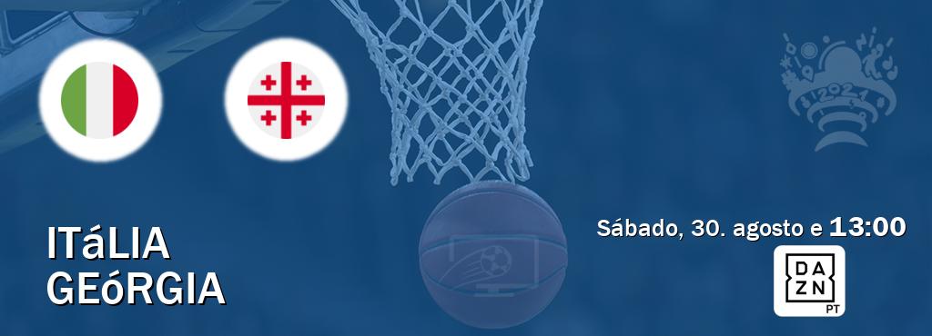 Jogo entre Itália e Geórgia tem emissão DAZN (sábado, 30. agosto e  13:00).