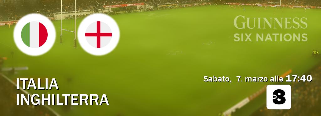 Il match Italia - Inghilterra sarà trasmesso in diretta TV su TV8 (ore 17:40)