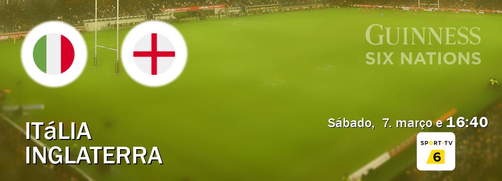 Jogo entre Itália e Inglaterra tem emissão Sport TV 6 (sábado,  7. março e  16:40).