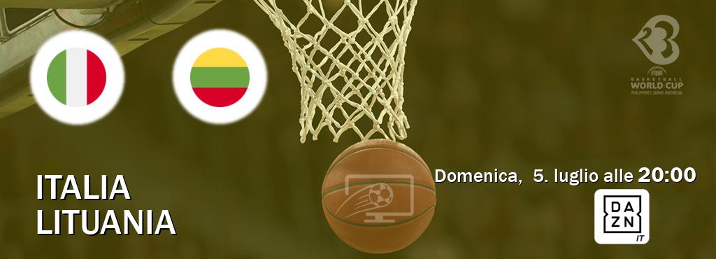 Il match Italia - Lituania sarà trasmesso in diretta TV su DAZN Italia (ore 20:00)