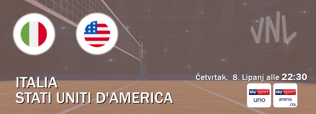 Il match Italia - Stati Uniti d'America sarà trasmesso in diretta TV su Sky Sport Uno e Sky Sport Arena (ore 22:30)