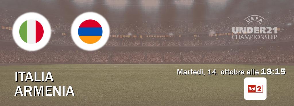 Il match Italia U21 - Armenia U21 sarà trasmesso in diretta TV su Rai 2 (ore 18:15)