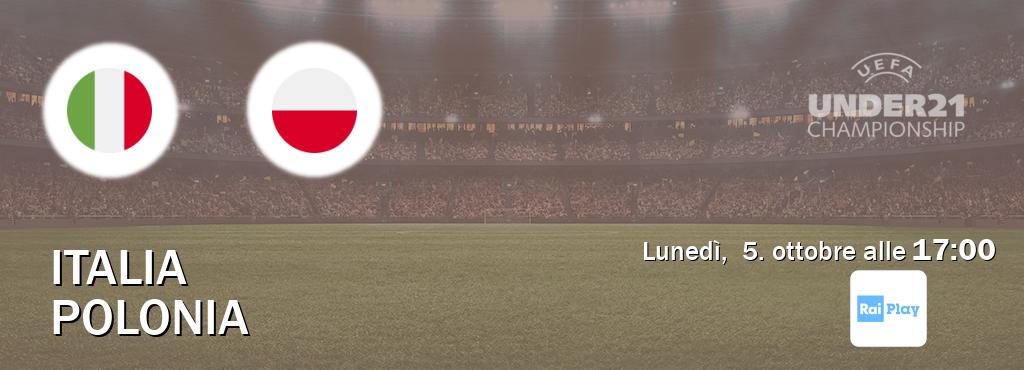 Il match Italia U21 - Polonia U21 sarà trasmesso in diretta TV su RaiPlay (ore 17:00)