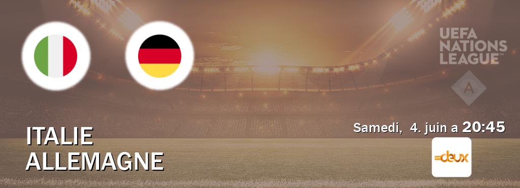 Match entre Italie et Allemagne en direct à la RTS Deux (samedi,  4. juin a  20:45).