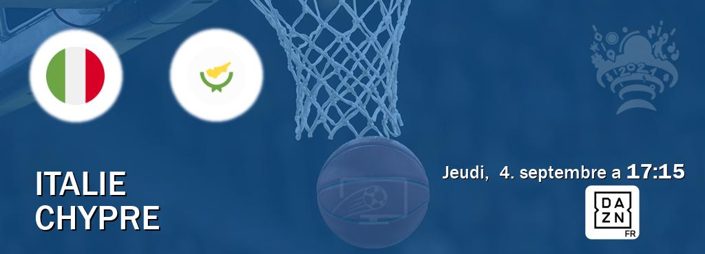 Match entre Italie et Chypre en direct à la DAZN (jeudi,  4. septembre a  17:15).