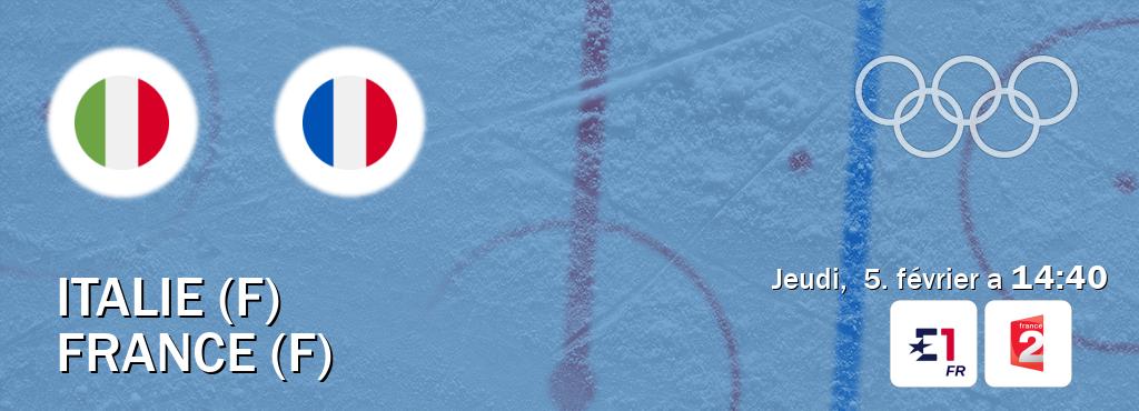 Match entre Italie (F) et France (F) en direct à la Eurosport 1 et France 2 (jeudi,  5. février a  14:40).