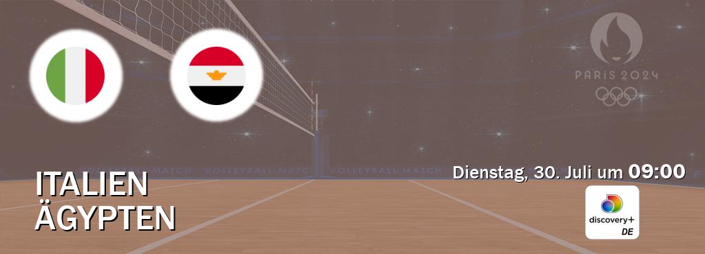 Das Spiel zwischen Italien und Ägypten wird am Dienstag, 30. Juli um  09:00, live vom Discovery + übertragen.