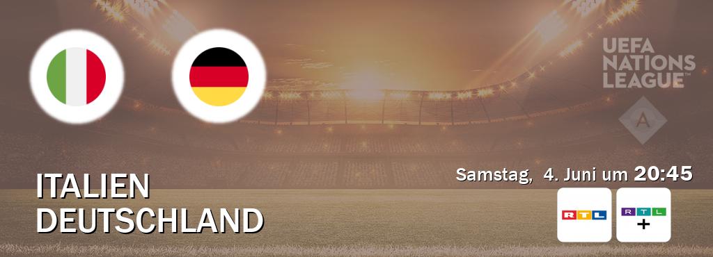 Das Spiel zwischen Italien und Deutschland wird am Samstag,  4. Juni um  20:45, live vom RTL und RTL+ übertragen.