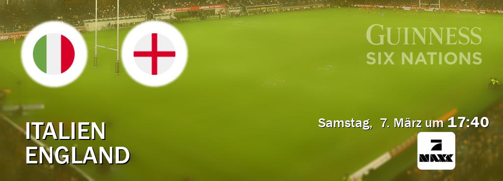 Das Spiel zwischen Italien und England wird am Samstag,  7. März um  17:40, live vom ProSieben MAXX übertragen.